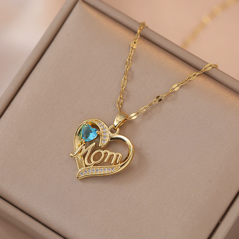 Hearts Temperament Heart-shaped Pendant Letter Personality Mother's Day Necklaces