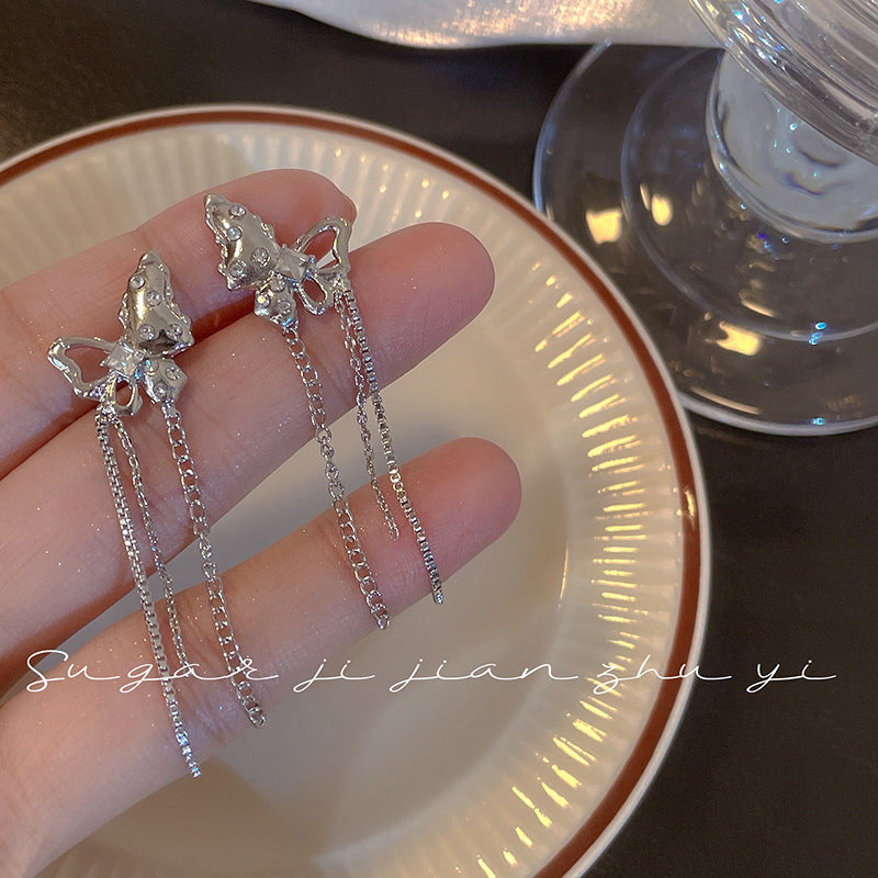 Super Fairy Elf Butterfly Tassel Female Bone Temperament High Sense Ear Clip