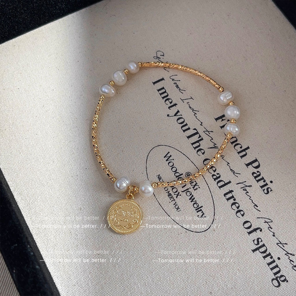 Freshwater Pearl Niche Design Gold Coin Bracelets