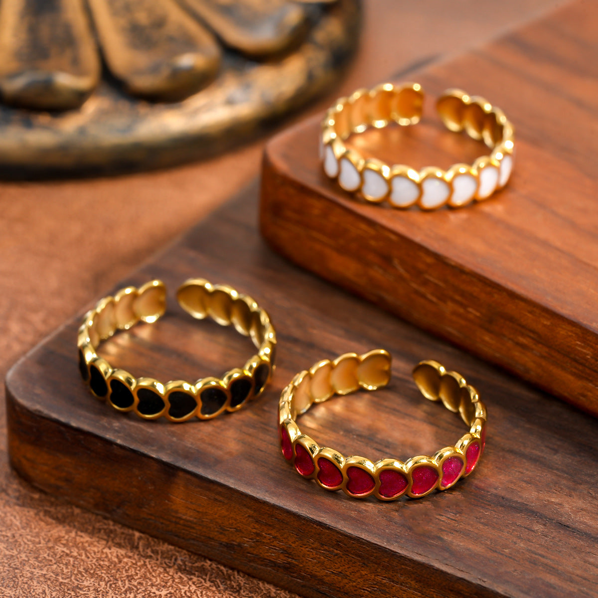 Colorful Flowers Dribble Sst Gold-plated Fashion Rings