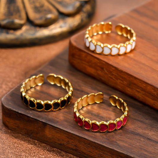 Colorful Flowers Dribble Sst Gold-plated Fashion Rings
