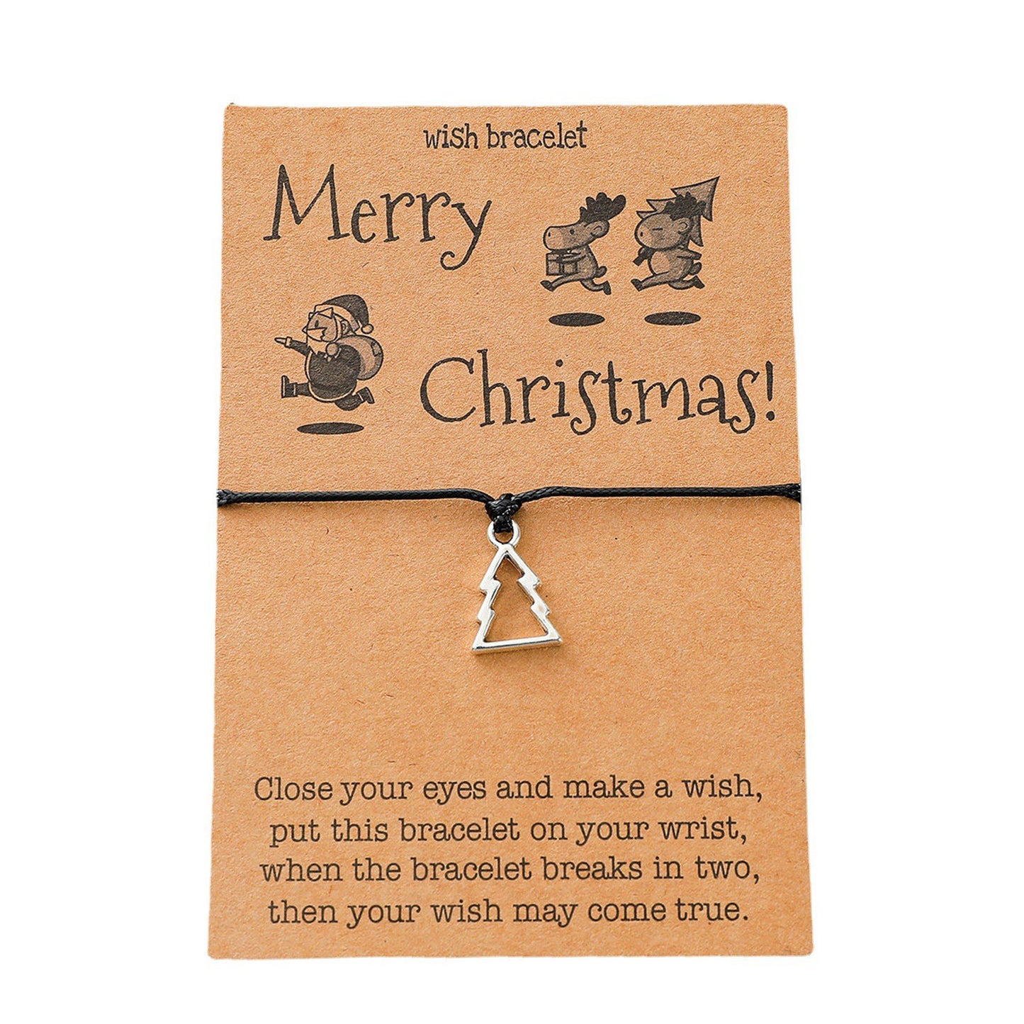 Christmas Card Alloy Pendant Hand Weaving Bracelets