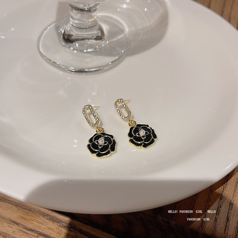 Needle Light Luxury Minority Camellia Female Earrings