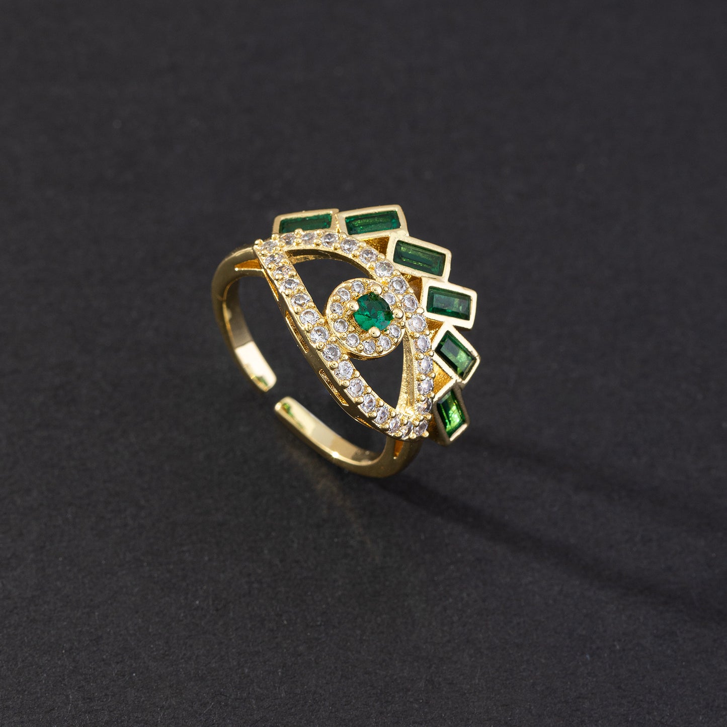 Grandmother Green Gemstone Zircon Eye Snake Rings