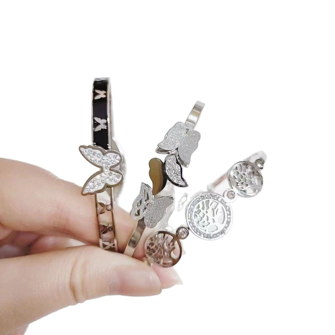 Women's Offer Simple Titanium Steel High Quality Color Retention Personality Shaped Bracelet