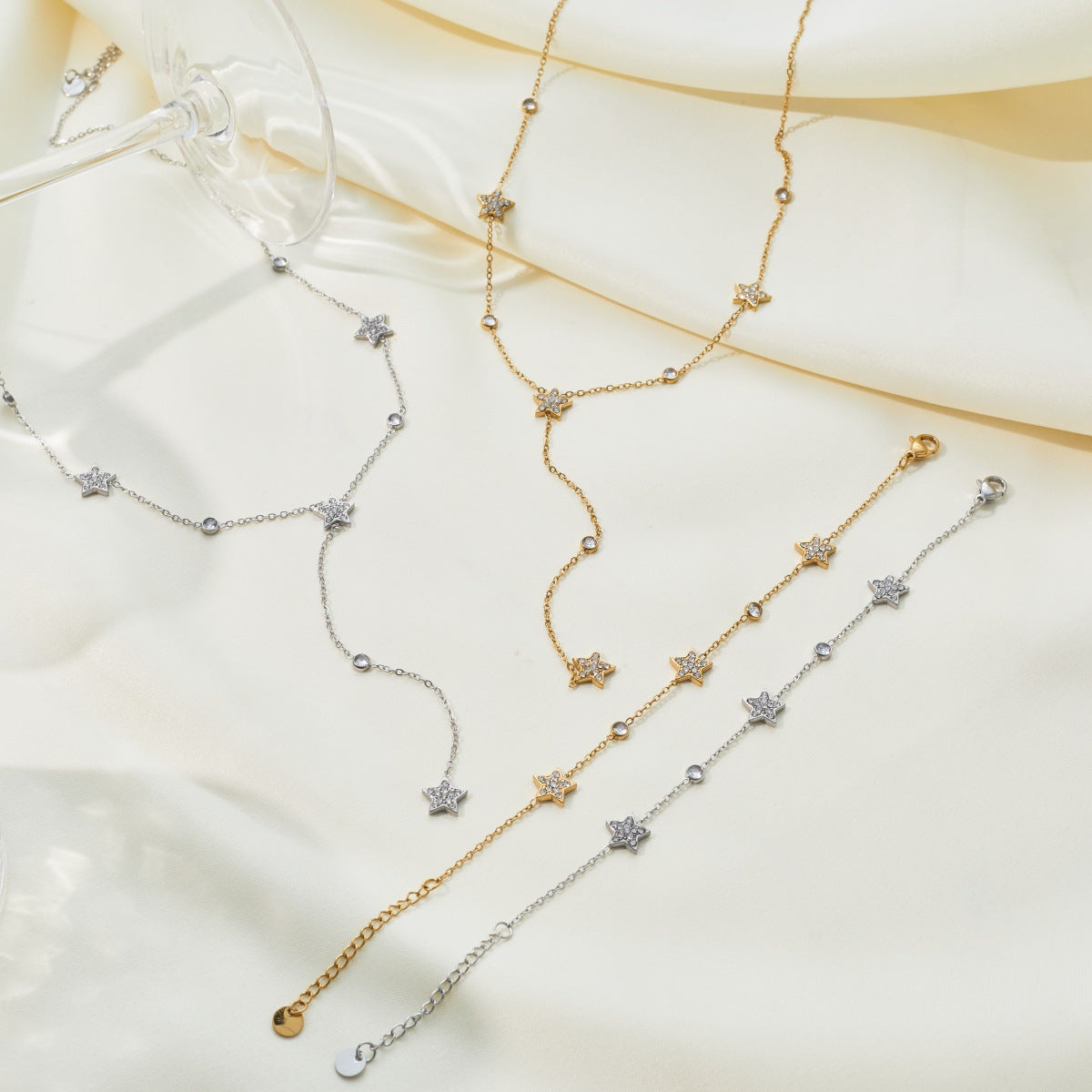 Stainless Steel Gentle Star Zircon Words Niche Bracelets