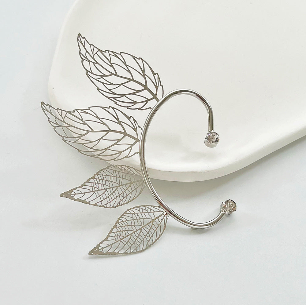 Diamond Hollow Leaves Ear Hanging Trendy Earrings