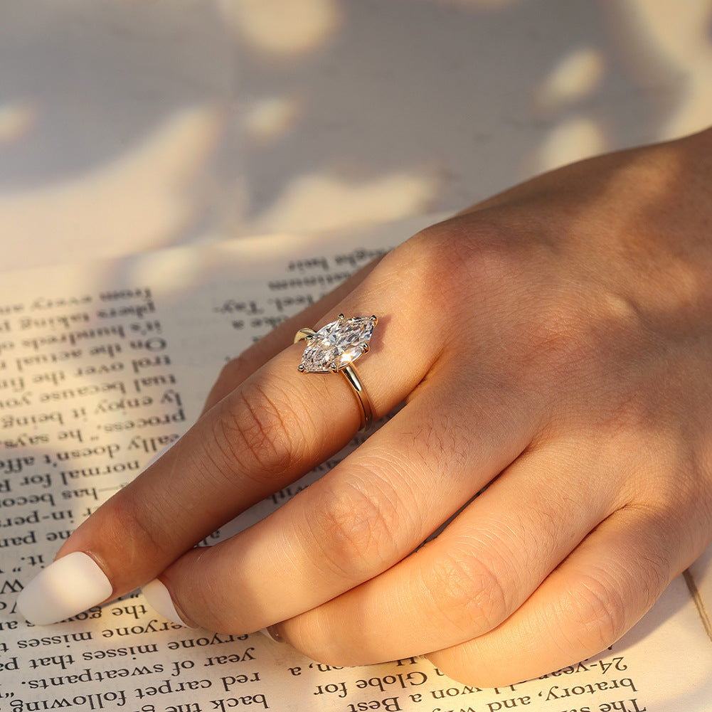 Light Luxury Horse Eye Diamond Female Exquisite High Sense Ring