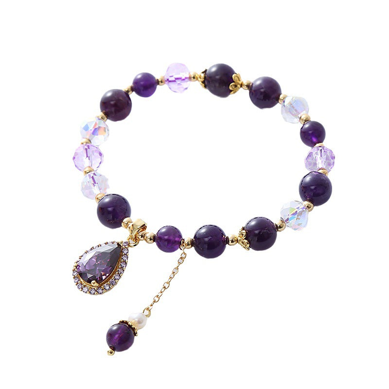 Women's Noble Amethyst Refined Zircon Love Pendant Bracelets