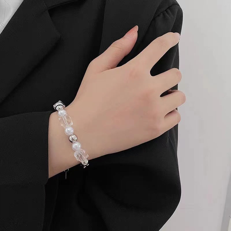 Crystal Pearl Stitching Design High Sense Fashion Trendy Bracelets