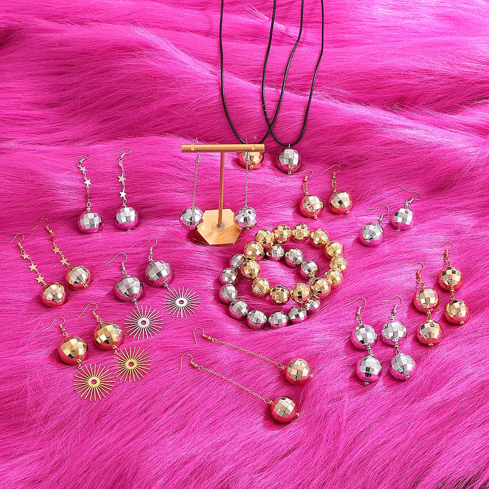 Women's Stylish Round Retro Simple Disco Electroplated Jewelry Set