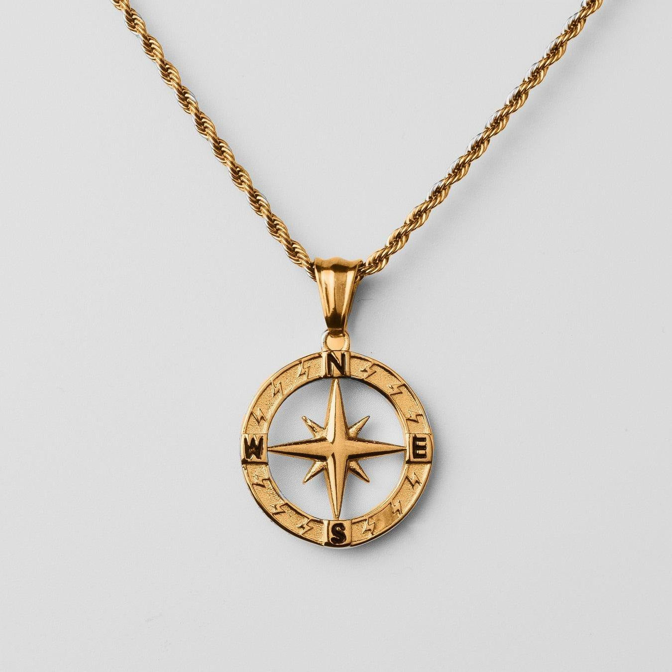 Compass Round Stream Hip Hop Pendant Necklaces