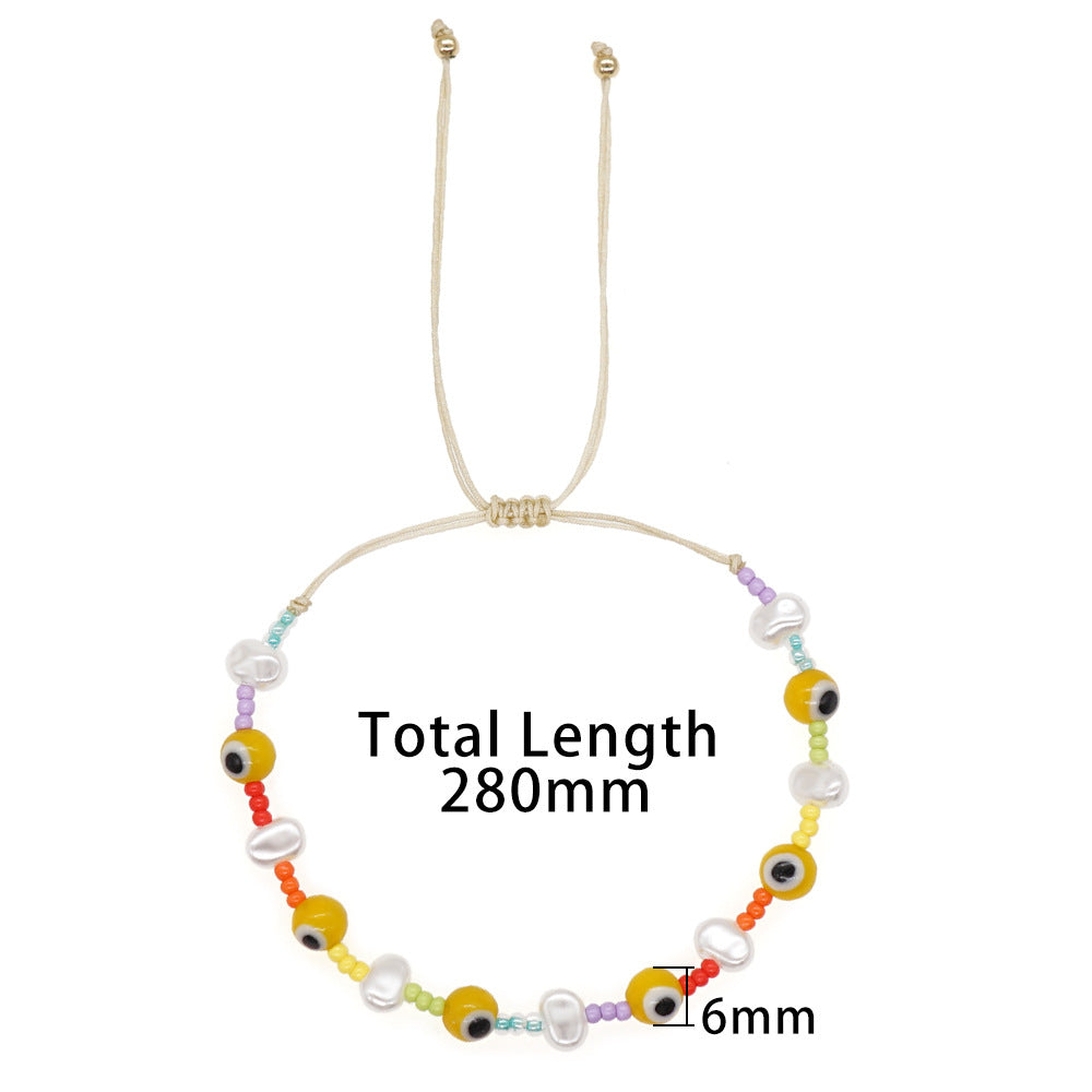 Women's Imitation Pearl Contrast Color Bead Turkish Devil's Bracelets