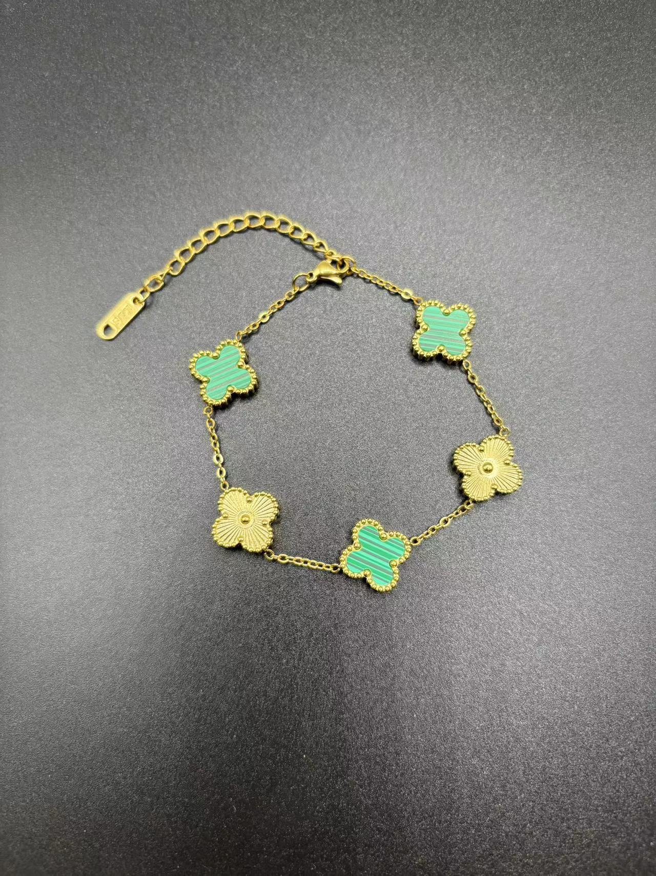 Lucky Four-leaf Clover Gold Double-sided Fritillary Bracelets