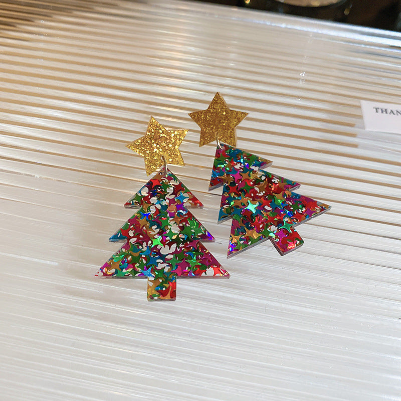 Christmas Star Sequins Niche Creative Design Earrings