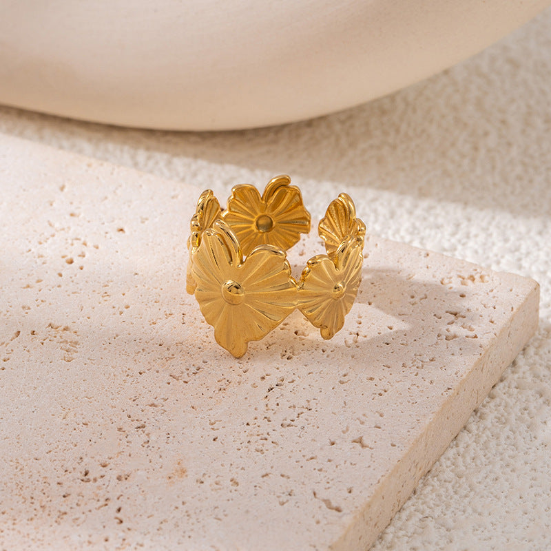 Fashionable Elegant Stainless Steel Leaf Female Style Hip Ring