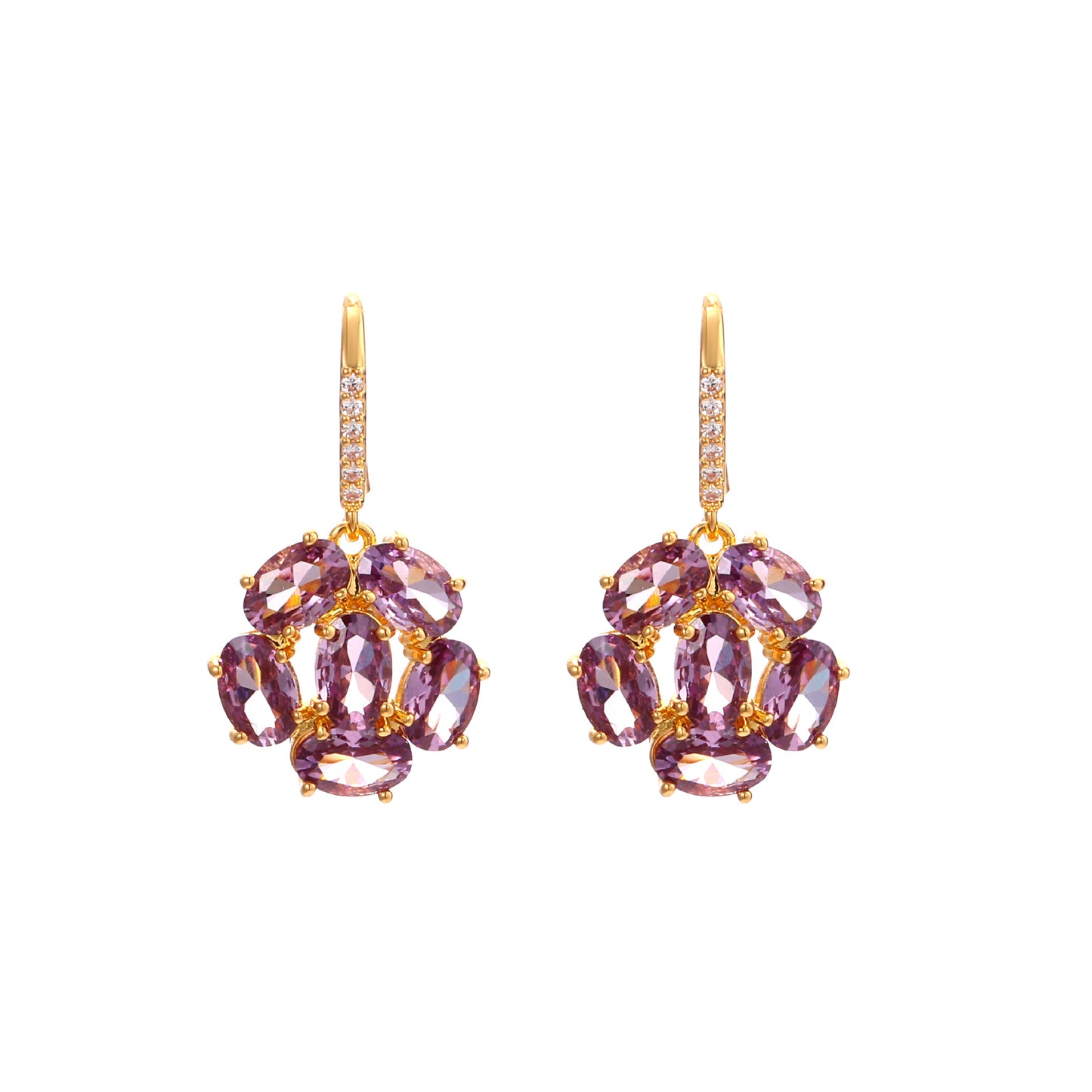 French Style Purple Zirconium Rose Female Elegant High Sense Earrings
