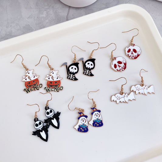 Halloween Pumpkin Skull Personality Cartoon Ghost Earrings