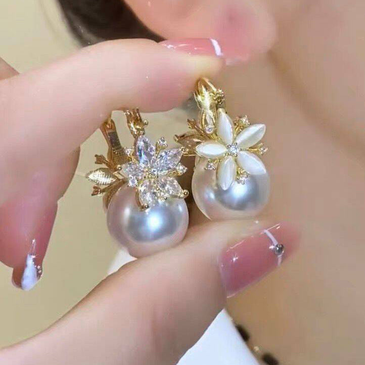 Super Fairy Elegant Graceful Flower Pearl Clip Ear Buckle