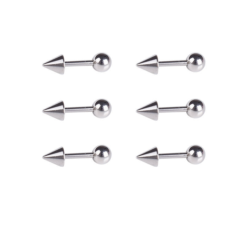 Ball Cone Ear Bone Titanium Steel Horseshoe Earrings