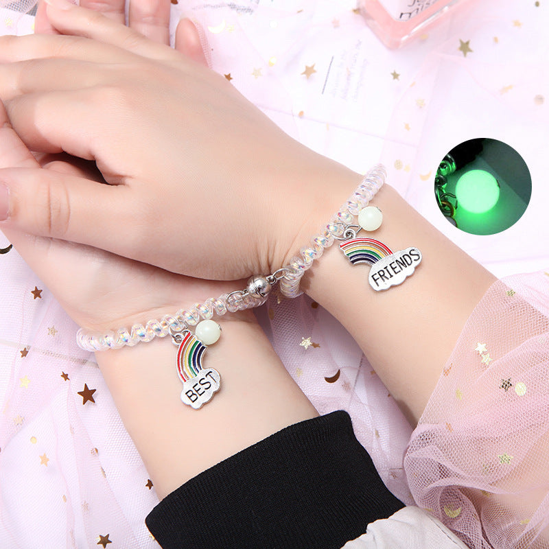 Luminous Suction Cartoon Good Friends Mermaid Sisters Rings