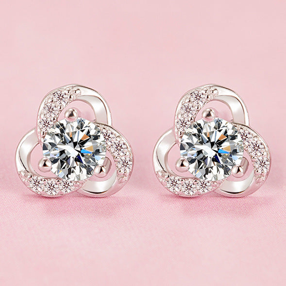 Women's Classic Style Korean Light Luxury Flower Fashion Zircon Earrings