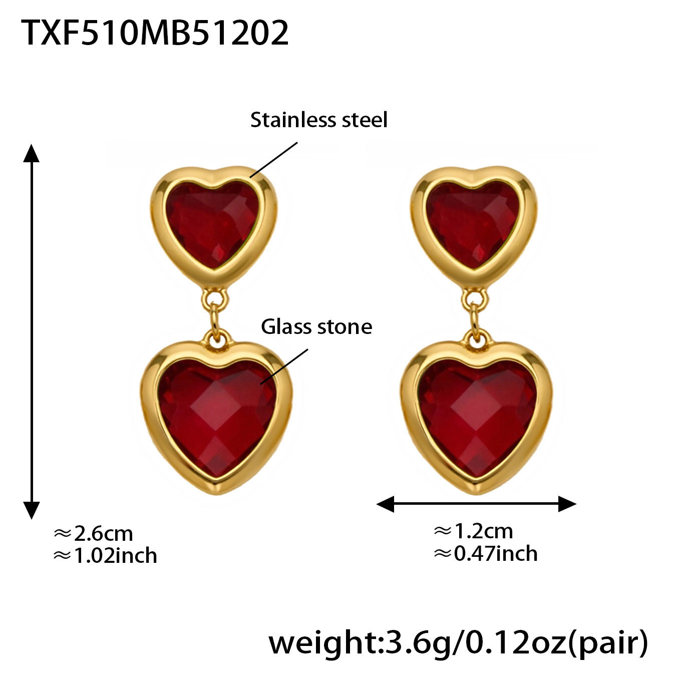 Cut Candy Color Heart-shaped Glass Stone Fashion Exquisite Stainless Rings
