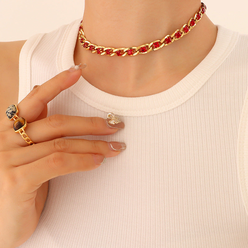 Colorful Zircon Diamond Light Luxury Delicate Jewelry Set