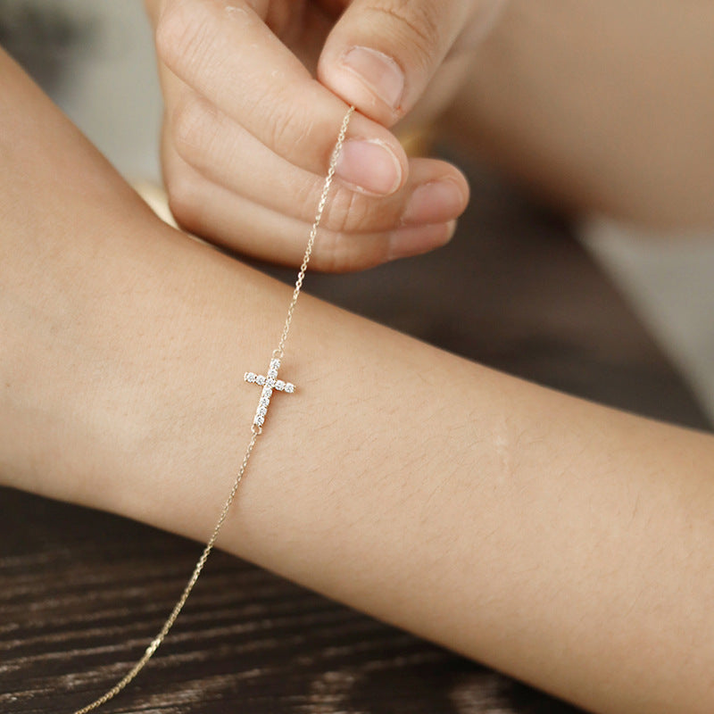 Damen-Armbänder mit Diamant-Kreuz-Sterlingsilber vergoldet