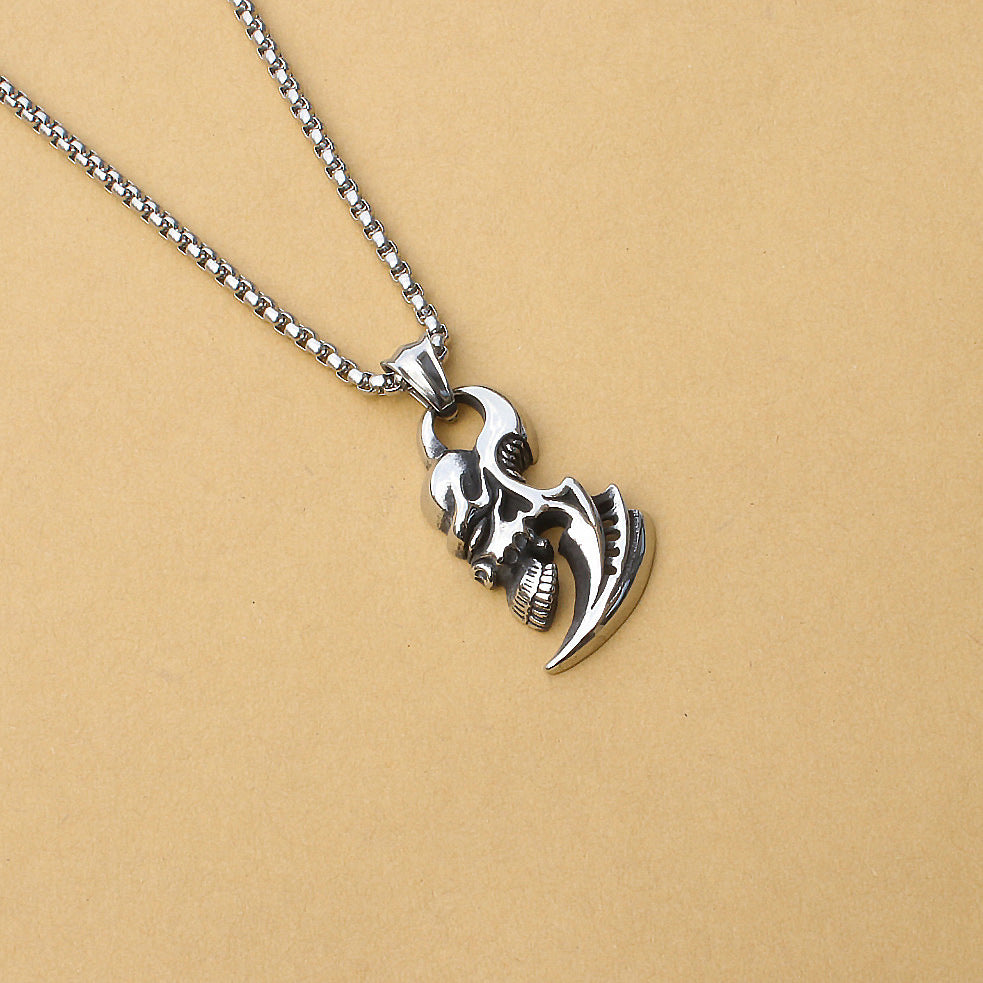 Men's Punk Titanium Steel Skull Personality Retro Domineering Necklace
