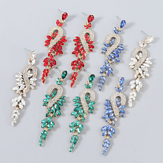 Rhinestone Geometric Long Eardrop Female Style Earrings