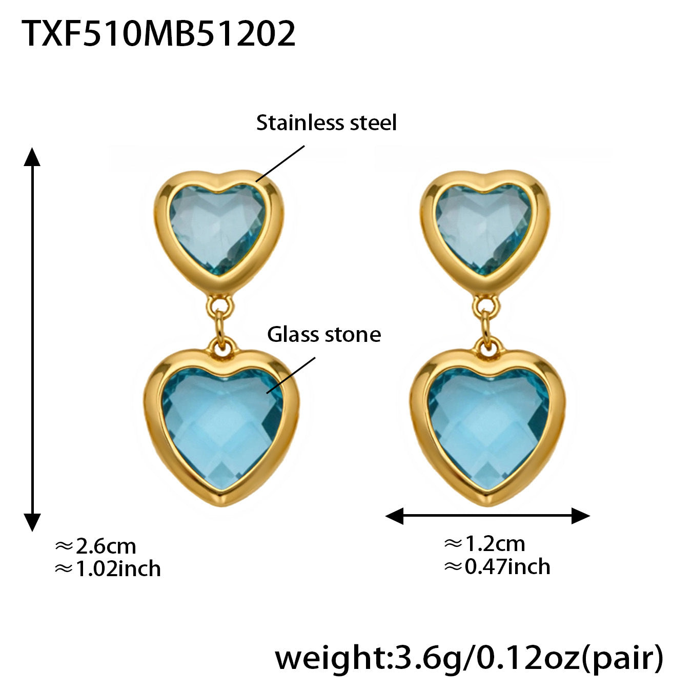 Cut Candy Color Heart-shaped Glass Stone Fashion Exquisite Stainless Rings