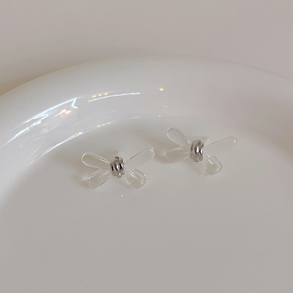 Cross Bow Sier Needle Light Luxury Earrings
