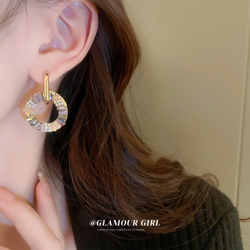Women's Artificial Crystal Circle Geometry Clip Light Luxury Rings