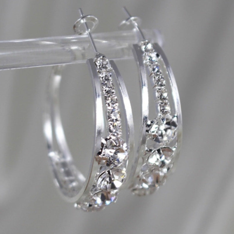 Boucles d'oreilles à la mode en Zircon incrusté, grand cerceau élégant