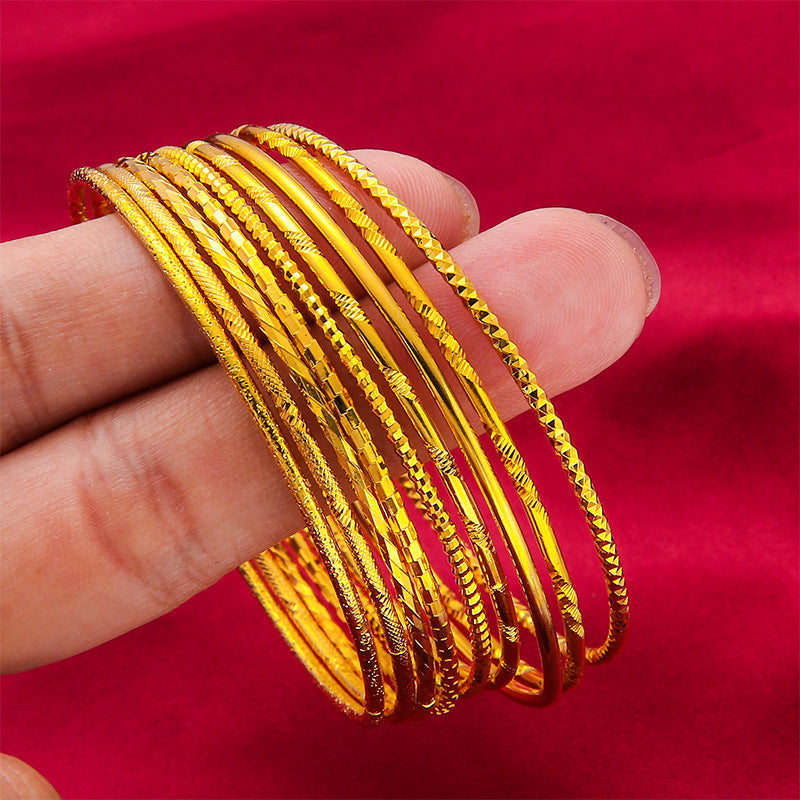 Gold-plated Female Vietnam Placer Gold Thin Thai Coil Bracelets