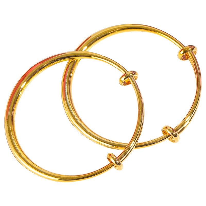 Women's Ethnic Style Gold Classic Imitation Push-pull Adjustable Round Bracelets