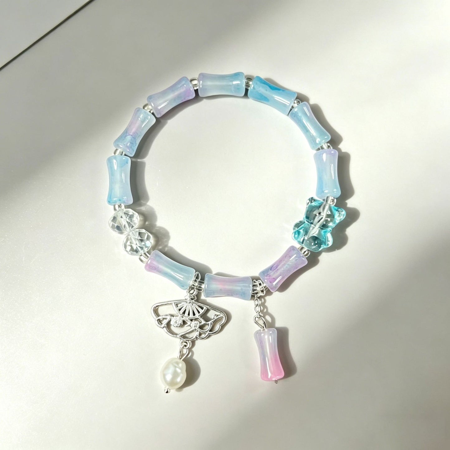 Beaded Single Circle Bamboo Tassel Couple High Bracelets