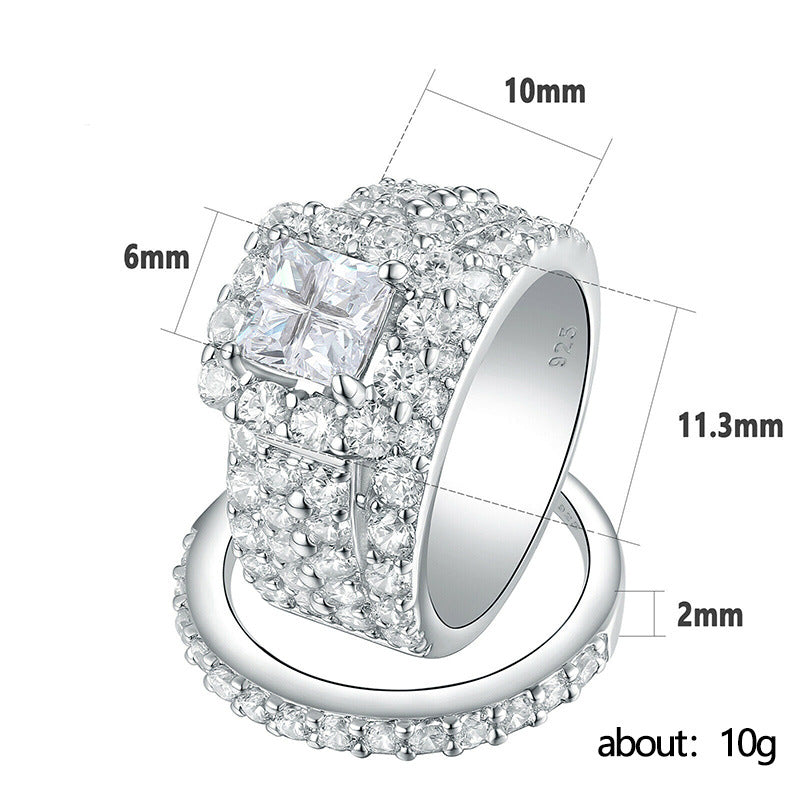 Ensemble Shi pour femmes, bagues de mariage en Zircon et strass complets