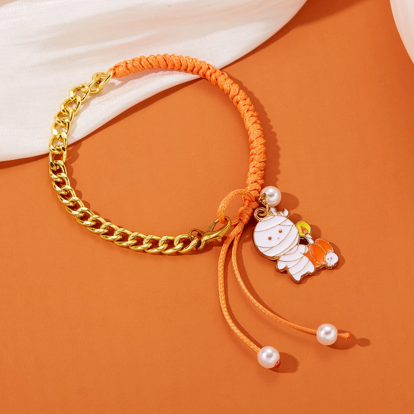 Creative Halloween Imitation Pearl Ghost Pumpkin Pendant Bracelets