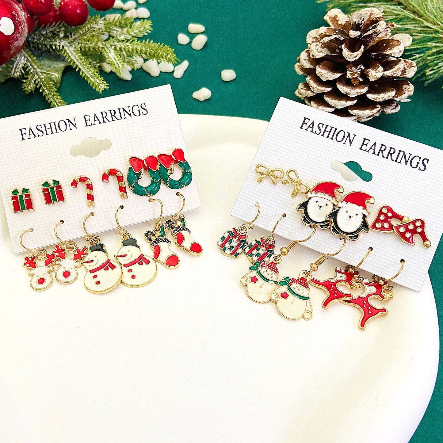 Women's Christmas Suit Drop Oil Jingling Bell Elk Tree Earings Earrings