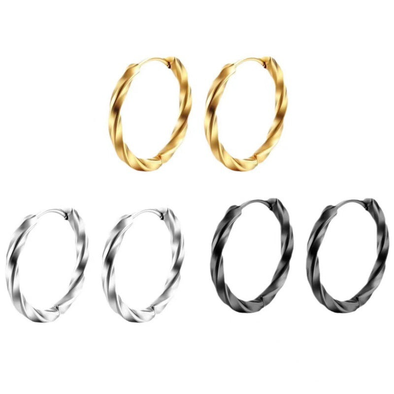 Women's & Men's Stainless Steel Square Twisted High-grade Niche Trendy Unique Simple Earrings