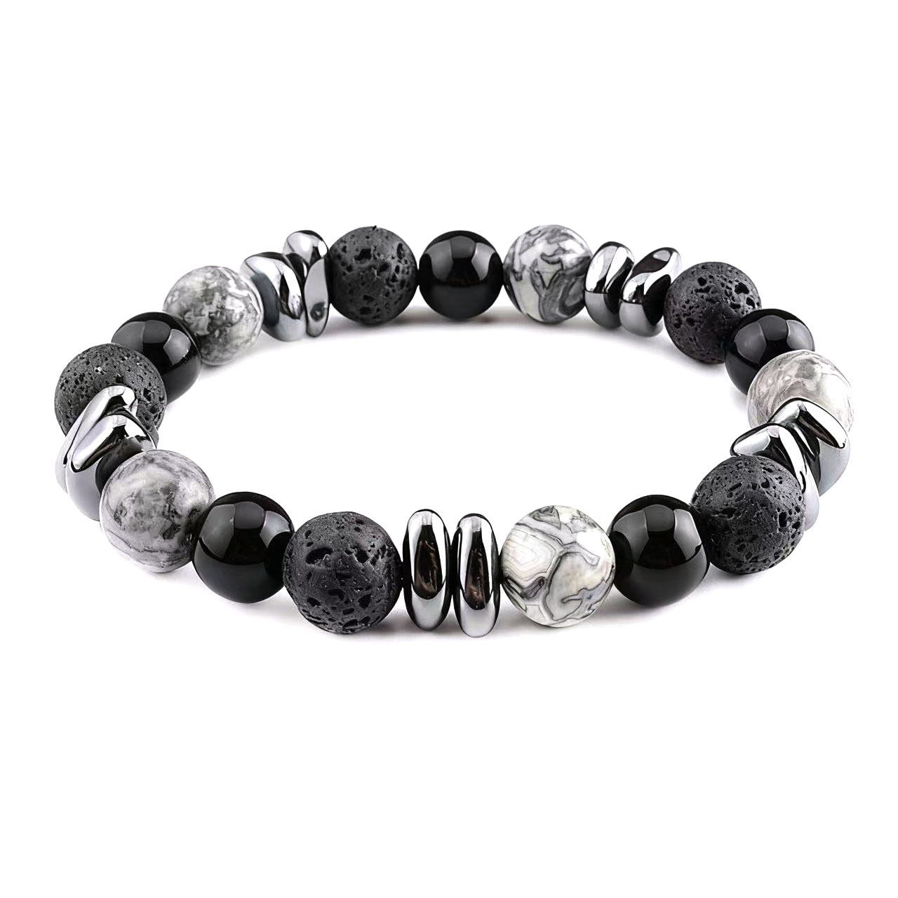 Stone Male Green Stripes Agate Beads Bracelets