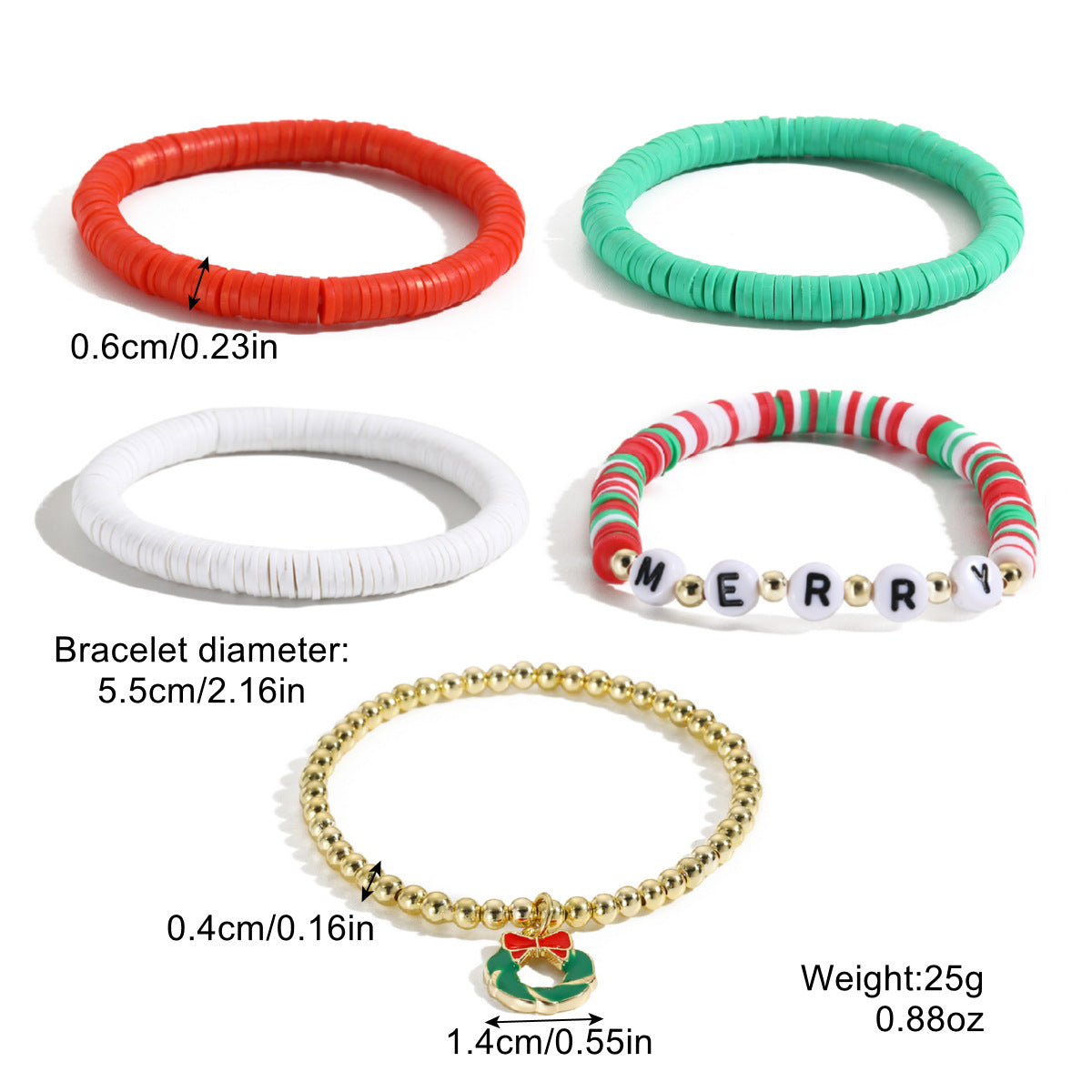 Armbänder mit Weihnachtsmann-Kristallanhänger und Perlenrot