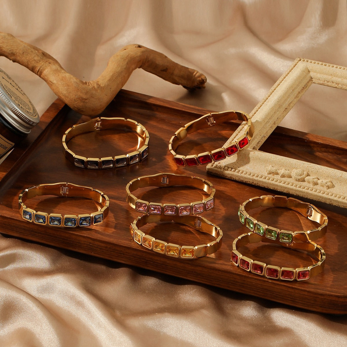 Steel Square Colored Design Trendy Cool Bracelet