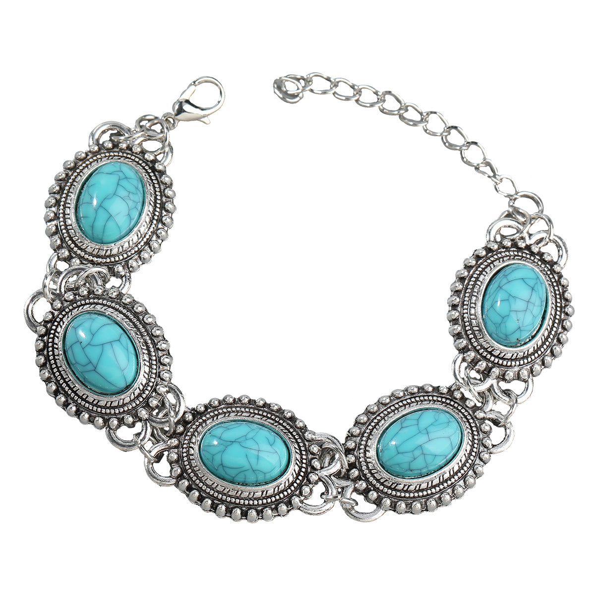 Women's Spring Fashion Trend Exaggerated Alloy Turquoise Bracelets