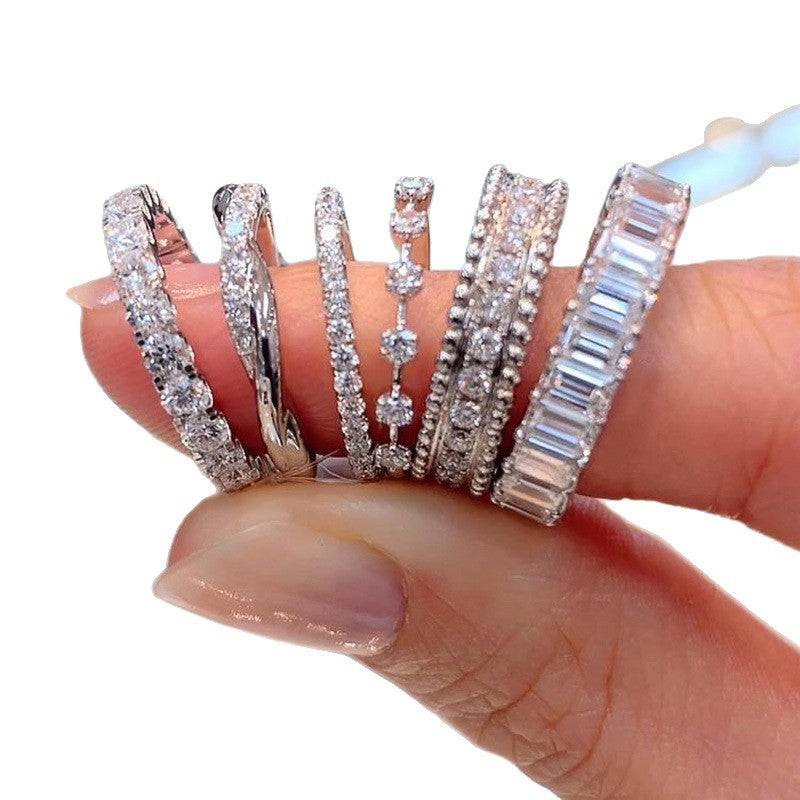 Women's Light Luxury Full Circle Over Inlaid Zircon Ring