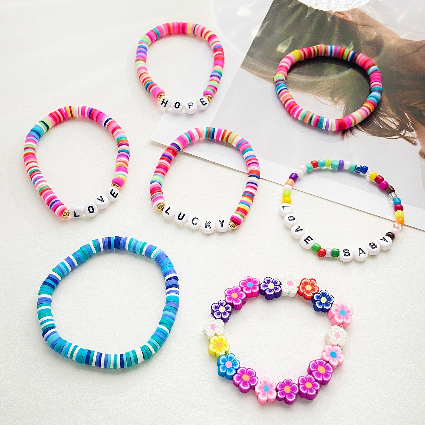 Poterie Bohême Lettre Polymère Argile Dopamine Bracelets