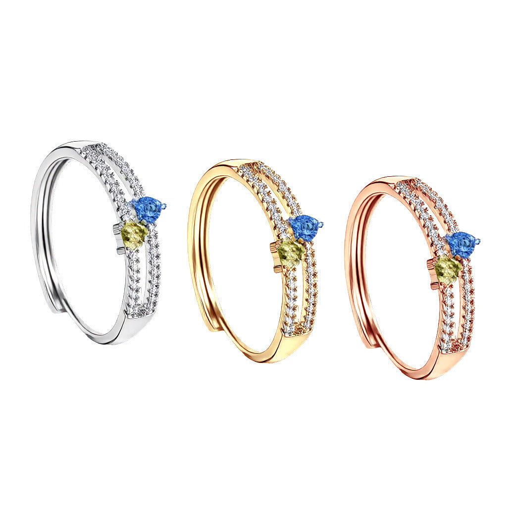 Layers Loving Heart Female Fashion Personality Commuter Heart-shaped Design Graceful Rings