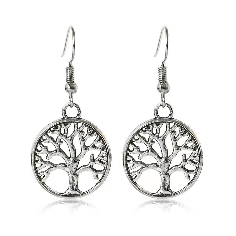 Women's Life For Hollow Circle Pendant Retro Earrings